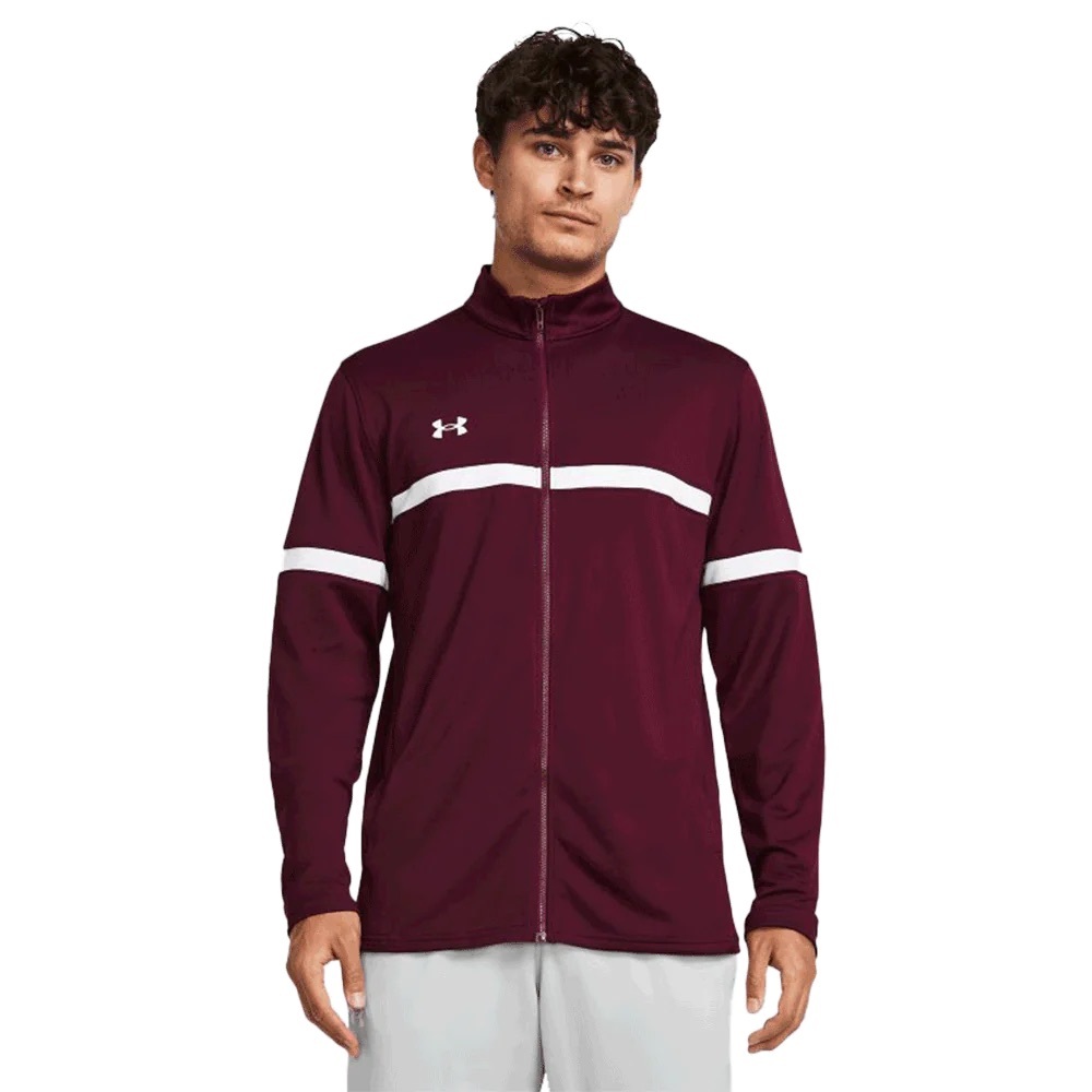Under Armour Maroon Performance Jacket with White Stripes